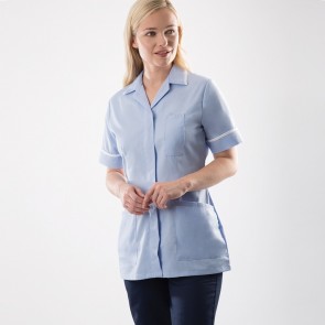 AX D313 Women's Nurses Tunic with Back Pleat and open ended Zip Pale Blue