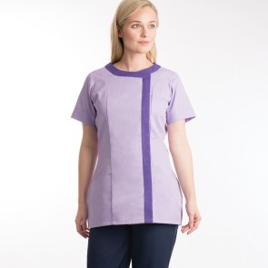 AX NF191 Women's Asymmetrical Lilac Tunic with flattering Purple Front Panel Seam